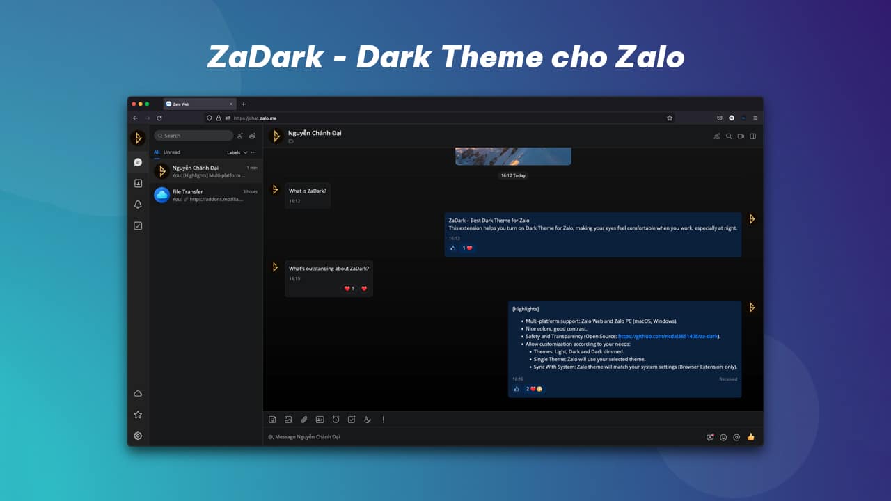 ZaDark – Zalo Dark Mode 6.5 Full